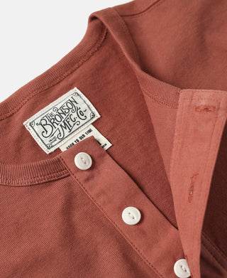 Vintage Short Sleeve Henley T-Shirt - Brick Red