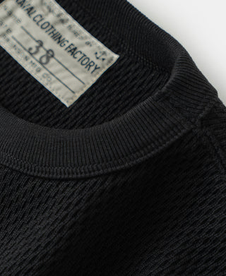 Heavyweight Raschel Knitting Waffle Thermal Shirt - Black