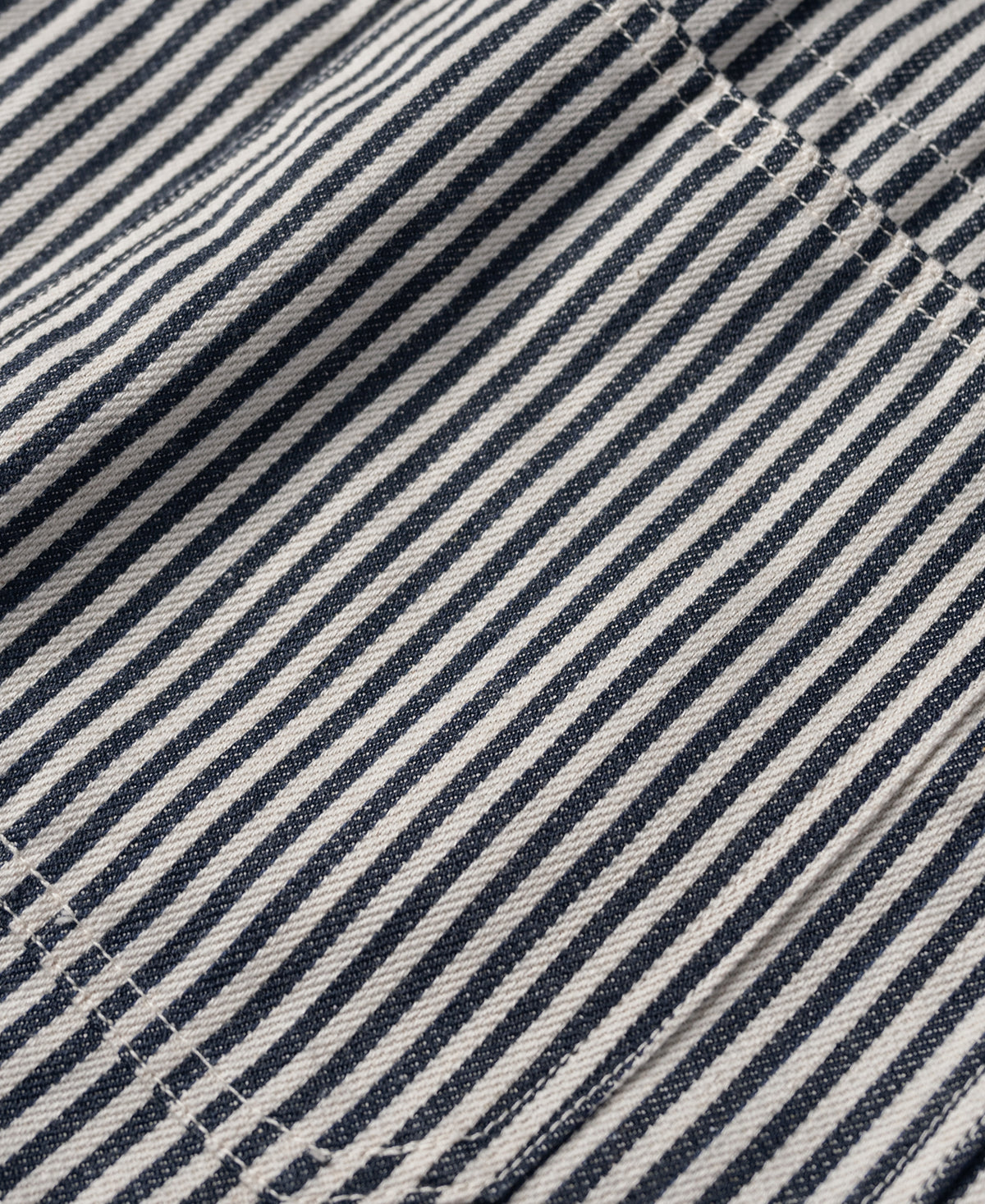 Hickory Stripe Cotton Collarless Workshirt