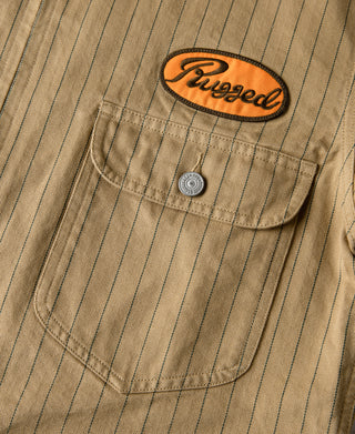 Lot 954 1950s Motorcycle Mechanic Stripe Chore Coat - Khaki