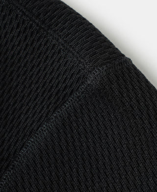Heavyweight Raschel Knitting Waffle Thermal Shirt - Black