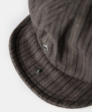 Yarn-Dyed Stripe Newsboy Cap  - Brown