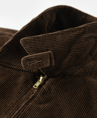 9 Wale Cotton Corduroy Zip-Up Jacket - Brown