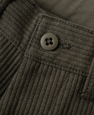 1940s Pique Stripe Cotton Work Trousers - Coffee