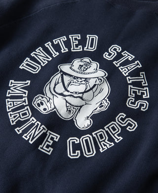 1980s Marine Devil Dog Raglan Sweatshirt - Navy