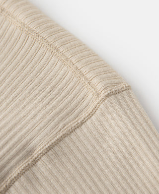 Ribbed Long Sleeve Henley T-Shirt - Apricot