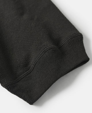 Waffle Knit Pattern Pocket T-Shirt - Black