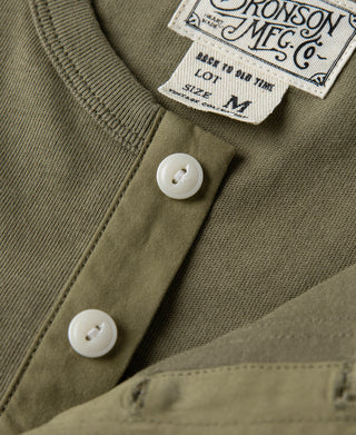 Vintage Short Sleeve Henley T-Shirt - Olive