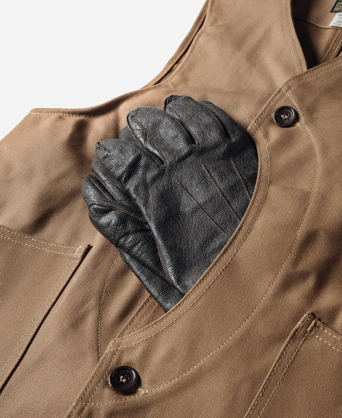 1930s Game Pocket Hunting Vest - Khaki, Fishing Waistcoat