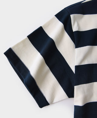 Heavyweight Cotton Wide Striped T-Shirt - Blue/White