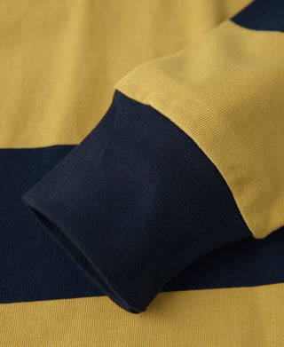 Classic Fit Striped Jersey Rugby Shirt - Yellow/Navy