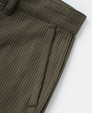 1940s Pique Stripe Cotton Work Trousers - Light Coffee