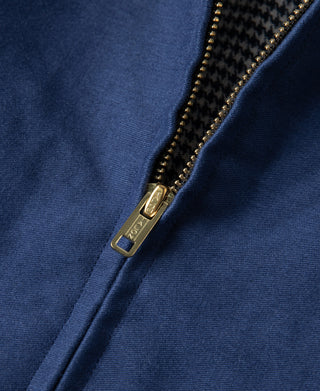 1940s Houndstooth-Lined Moleskin Cossack Jacket – Blue