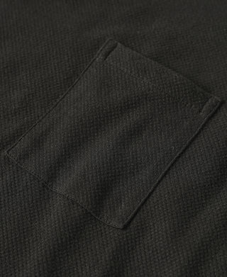 Waffle Knit Pattern Pocket T-Shirt - Black