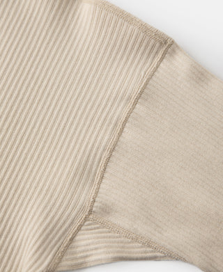 Ribbed Long Sleeve Henley T-Shirt - Apricot