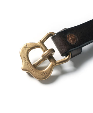Natural Brass Buckle Full-Grain Cowhide Belt - Brown