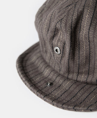 Yarn-Dyed Stripe Newsboy Cap  - Brown