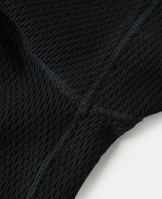 Heavyweight Raschel Knitting Waffle Thermal Shirt - Black