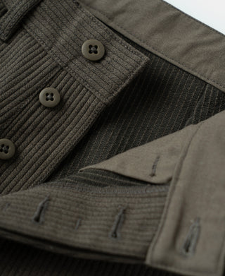 1940s Pique Stripe Cotton Work Trousers - Coffee