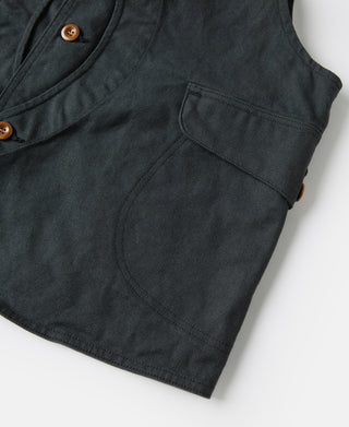 1930s Canvas Game Pockets Vest - Dark Green