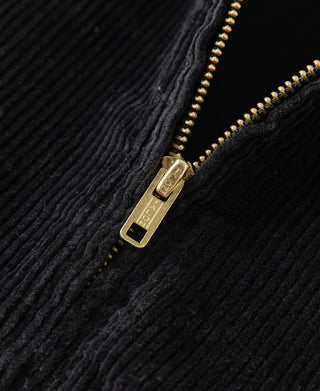 9 Wale Cotton Corduroy Zip-Up Jacket - Black