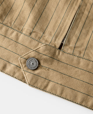 Lot 954 1950s Motorcycle Mechanic Stripe Chore Coat - Khaki