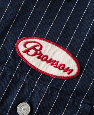 Lot 954 1950s Motorcycle Mechanic Stripe Chore Coat - Navy