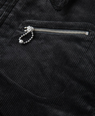 1940s Heavyweight Corduroy Cossack Jacket - Black