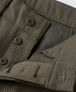 1940s Pique Stripe Cotton Work Trousers - Light Coffee