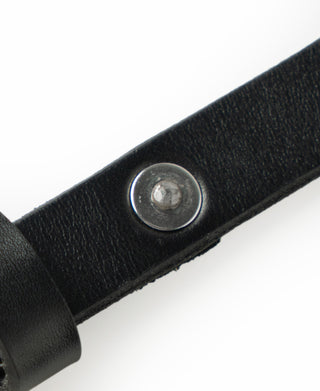 Silver-Plated Brass Buckle Full-Grain Cowhide Belt - Black
