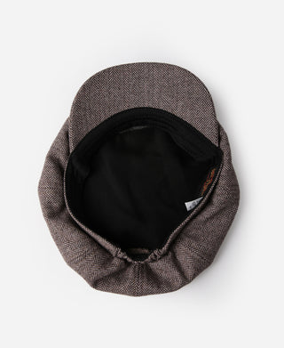 Brown Striped Herringbone Wool Newsboy Cap