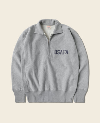 1950s USAFA Reverse Weave Half-Zip Sweatshirt - Gray