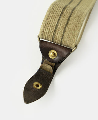 Vintage Striped Y-Back Button-On Suspenders – Khaki