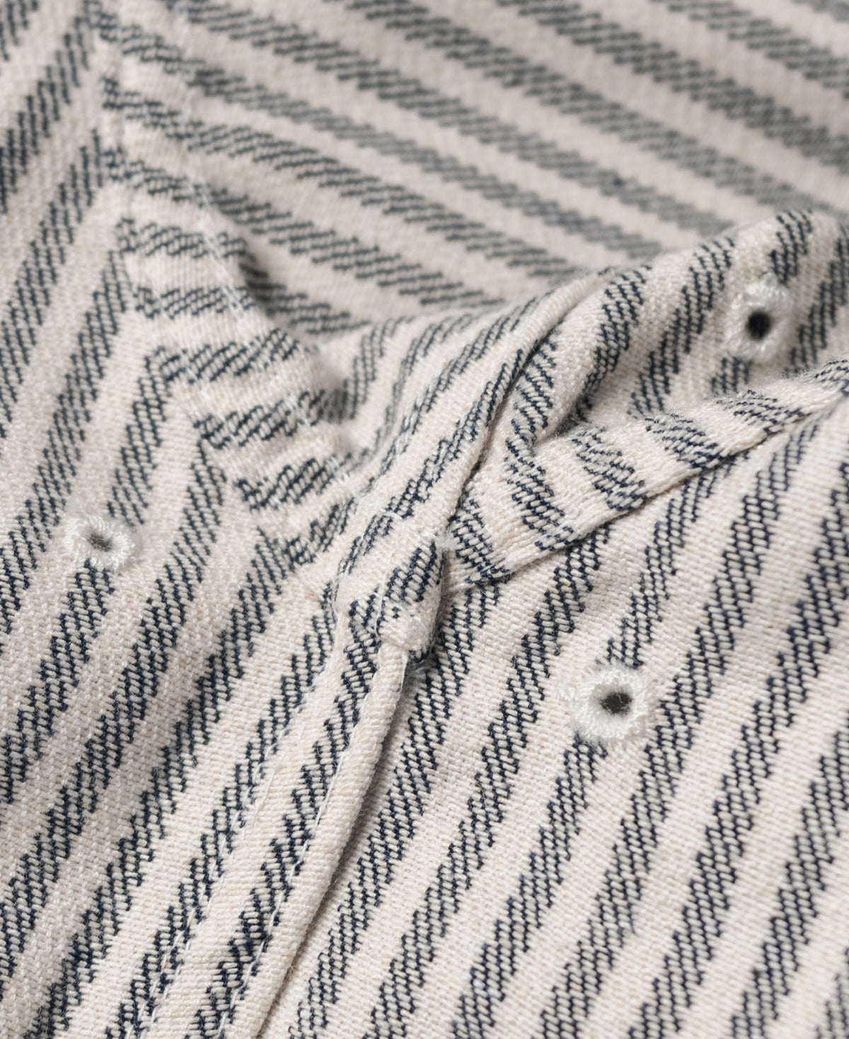 Hickory Stripe Cotton Collarless Workshirt