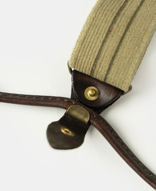 Vintage Striped Y-Back Button-On Suspenders – Khaki