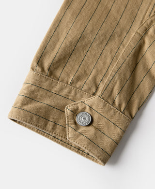 Lot 954 1950s Motorcycle Mechanic Stripe Chore Coat - Khaki