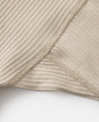 Ribbed Long Sleeve Henley T-Shirt - Apricot