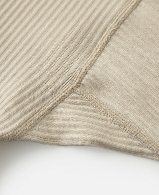 Ribbed Long Sleeve Henley T-Shirt - Apricot