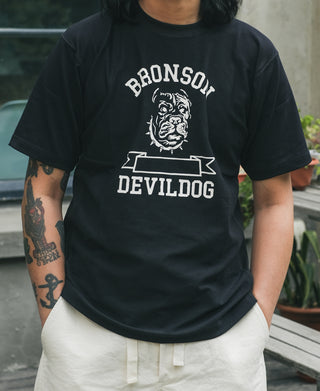 Devil-Dog Logo-Print Reverse Weave T-Shirt - Black