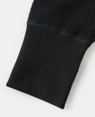 Heavyweight Raschel Knitting Waffle Thermal Shirt - Black