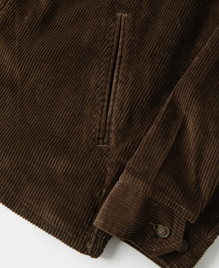 9 Wale Cotton Corduroy Zip-Up Jacket - Brown