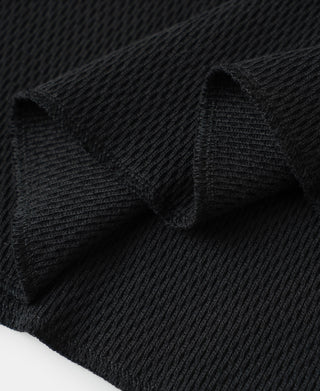 Heavyweight Raschel Knitting Waffle Thermal Shirt - Black