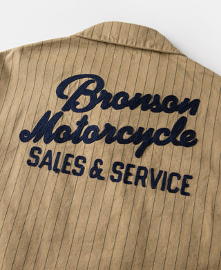 Lot 954 1950s Motorcycle Mechanic Stripe Chore Coat - Khaki