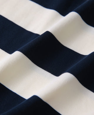 Heavyweight Cotton Wide Striped T-Shirt - Blue/White