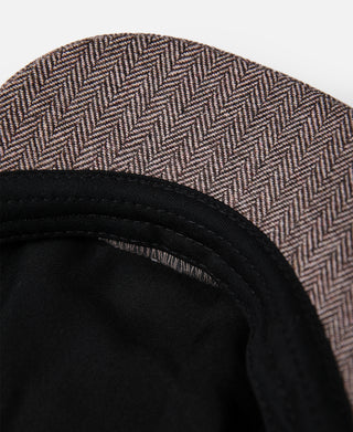 Brown Striped Herringbone Wool Newsboy Cap