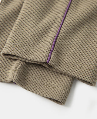 1970s Heavyweight Waffle Knit Jogger Pants - Khaki