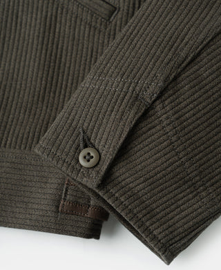 1940s Pique Stripe Cotton Cossack Jacket - Coffee