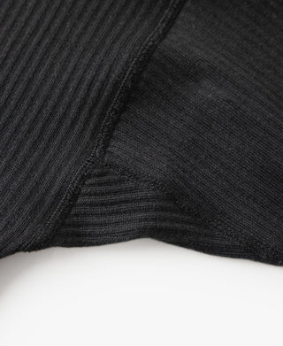 Ribbed Long Sleeve Henley T-Shirt - Black
