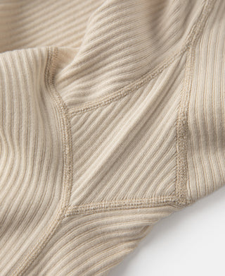 Ribbed Long Sleeve Henley T-Shirt - Apricot
