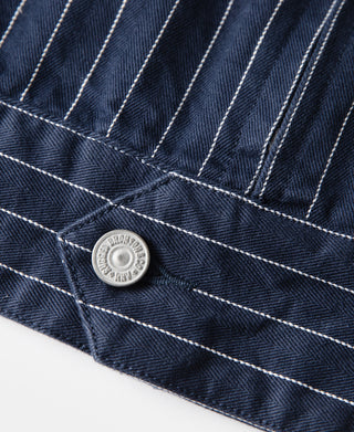 Lot 954 1950s Motorcycle Mechanic Stripe Chore Coat - Navy